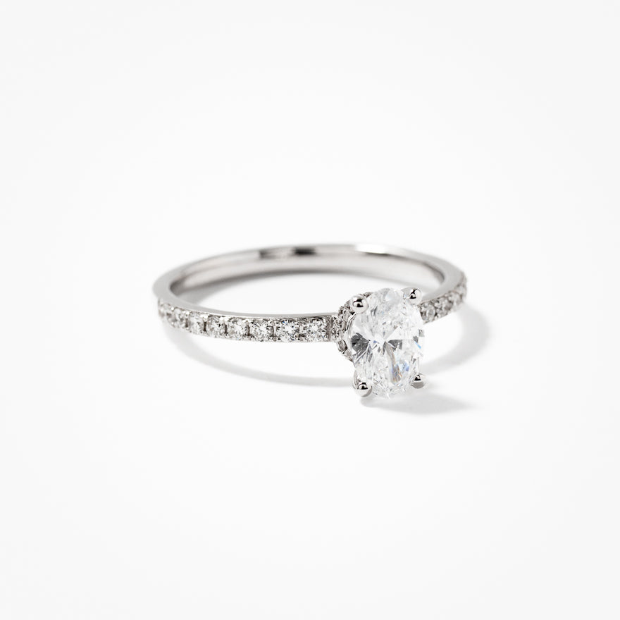 Lab Grown Oval Cut Diamond Engagement Ring in 14K White Gold (0.75 ct tw)