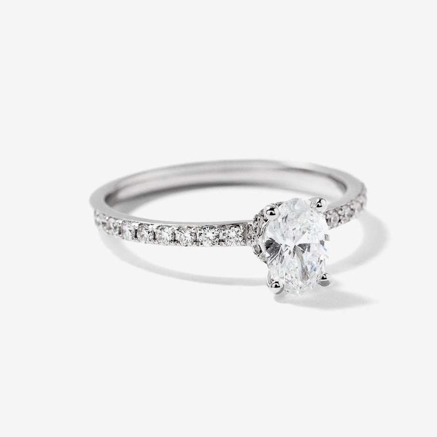 Lab Grown Oval Cut Diamond Engagement Ring in 14K White Gold (0.75 ct tw)