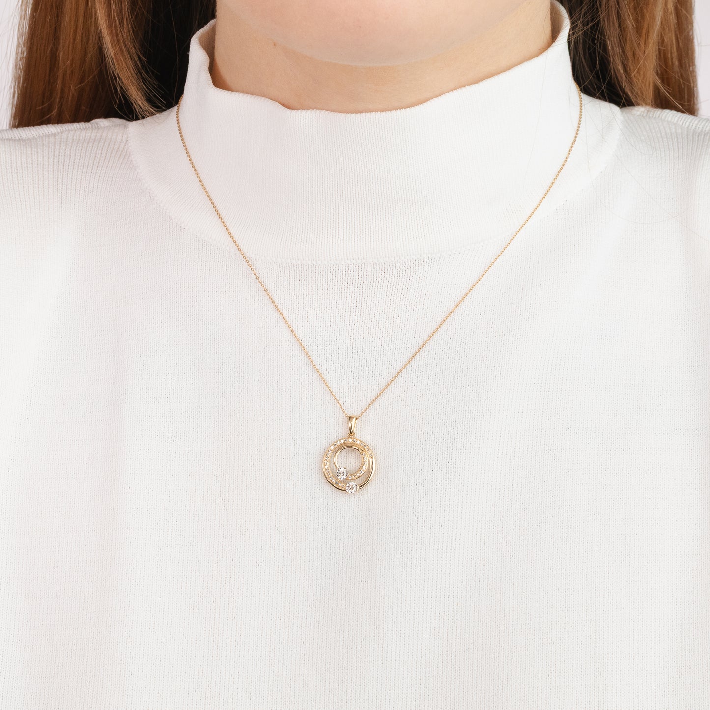 Diamond Cluster Necklace in 10K Yellow and White Gold (0.25 ct tw)