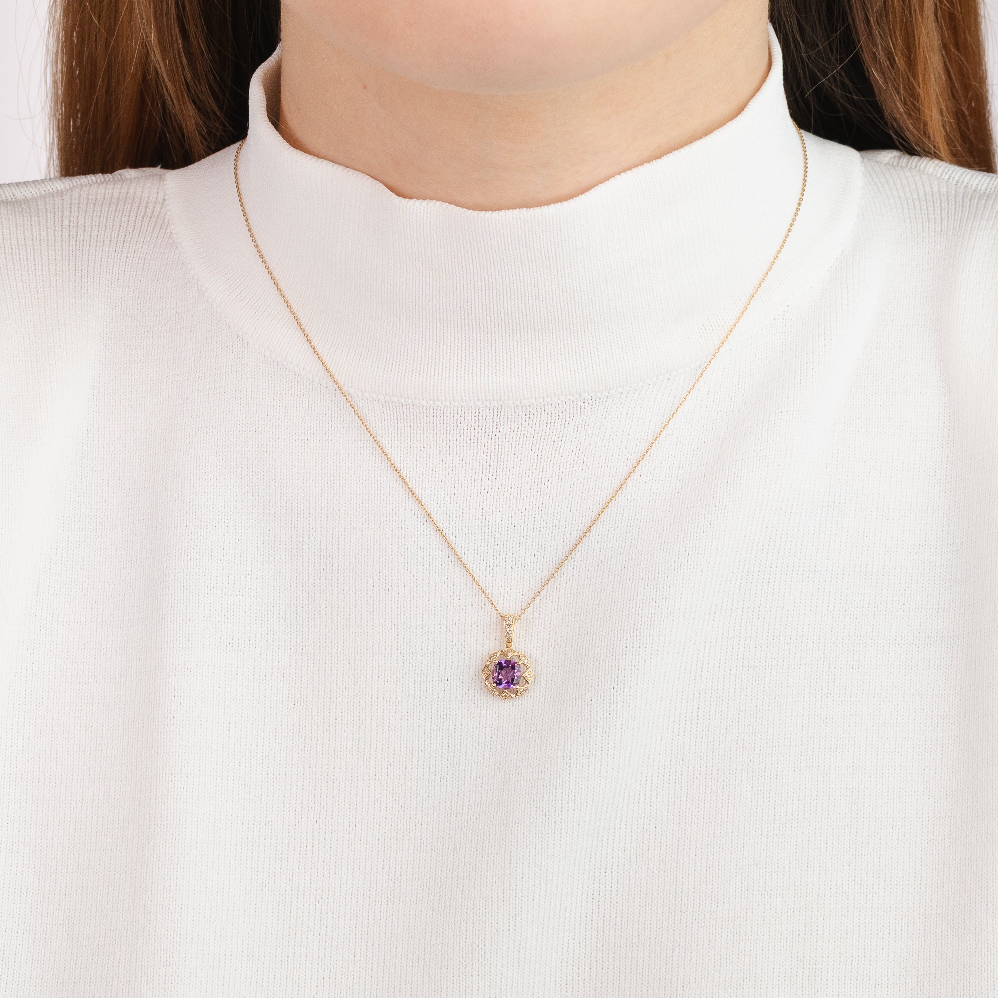 Amethyst Necklace in 10K Yellow Gold