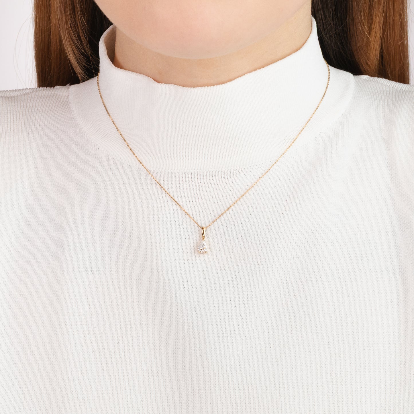 Lab Grown Pear Shape Diamond Necklace in 10K Yellow Gold (0.50 ct tw)