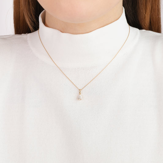 Lab Grown Pear Shape Diamond Necklace in 10K Yellow Gold (0.50 ct tw)