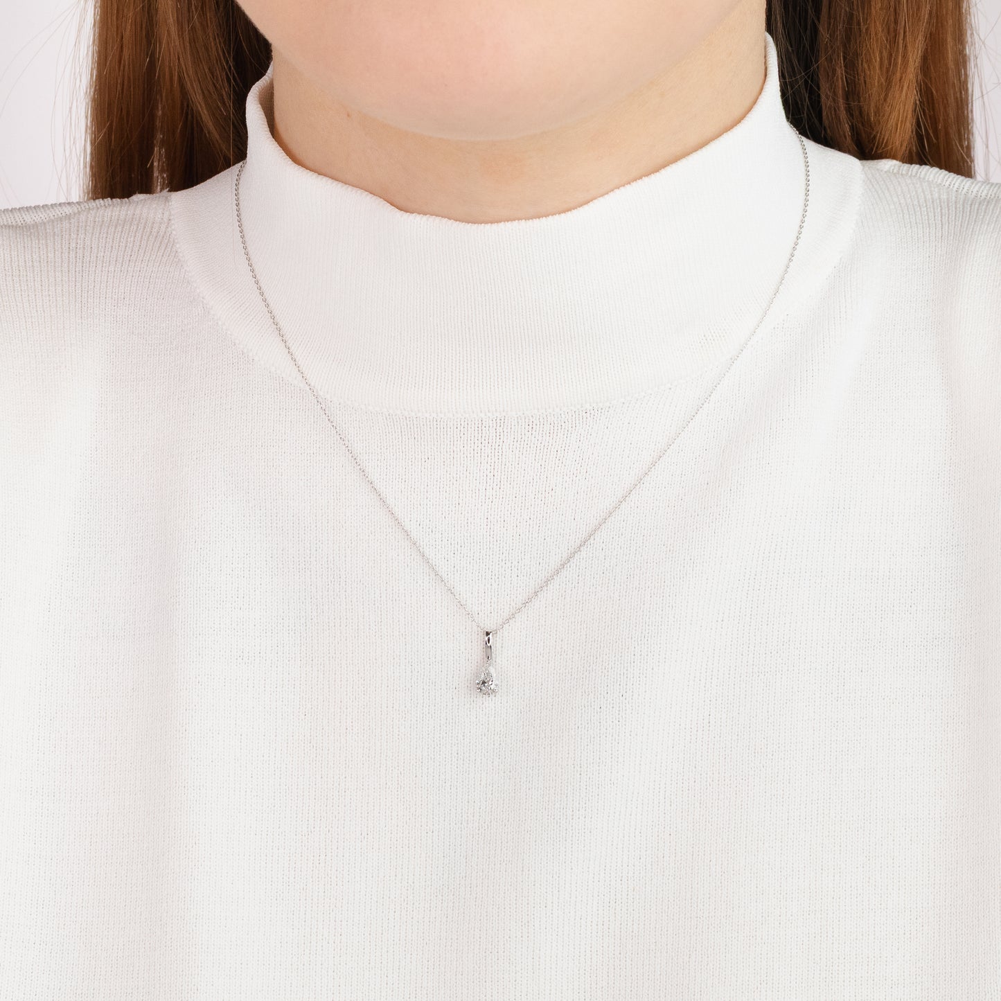 Lab Grown Pear Shape Diamond Necklace in 10K White Gold (0.50 ct tw)