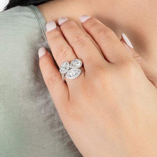 Lab Grown Diamond Cluster Ring in 14K White Gold (3.51 ct tw)
