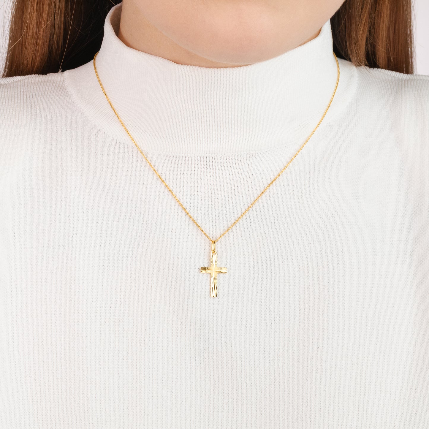 Diamond Cut Cross Charm in 10K Italian Yellow Gold