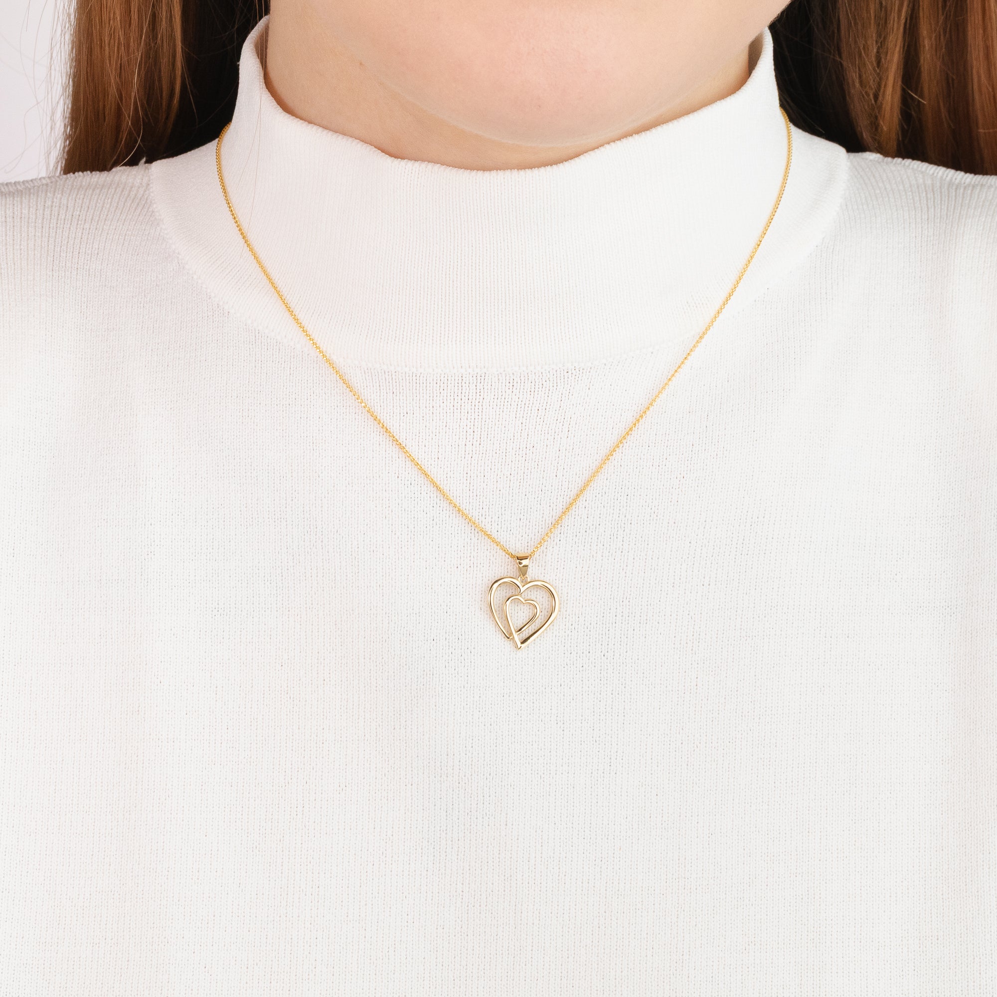 Double Heart Pendant in 10K Yellow Gold