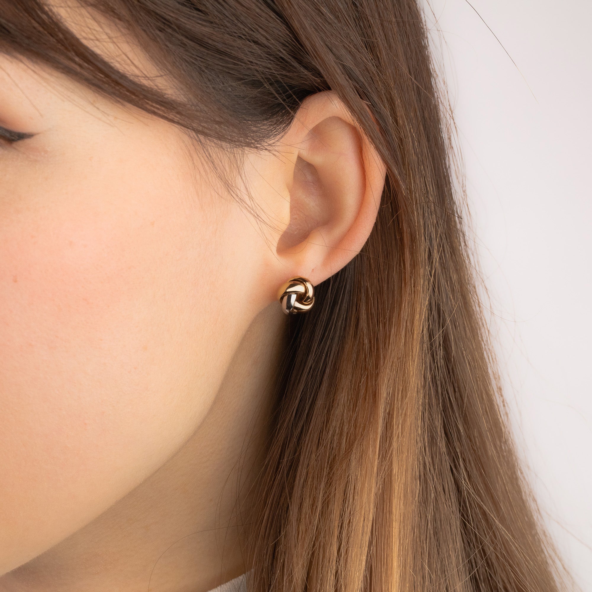 Love Knot Stud Earrings in 10K Yellow White and Rose Gold