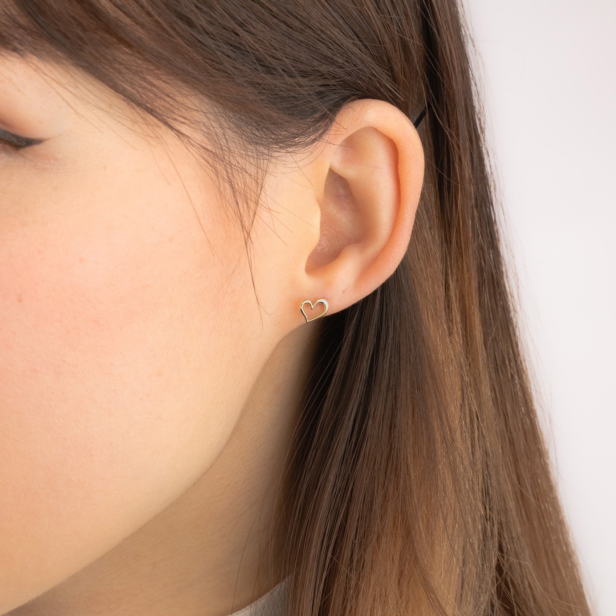 Heart Stud Earrings in 10K Yellow Gold
