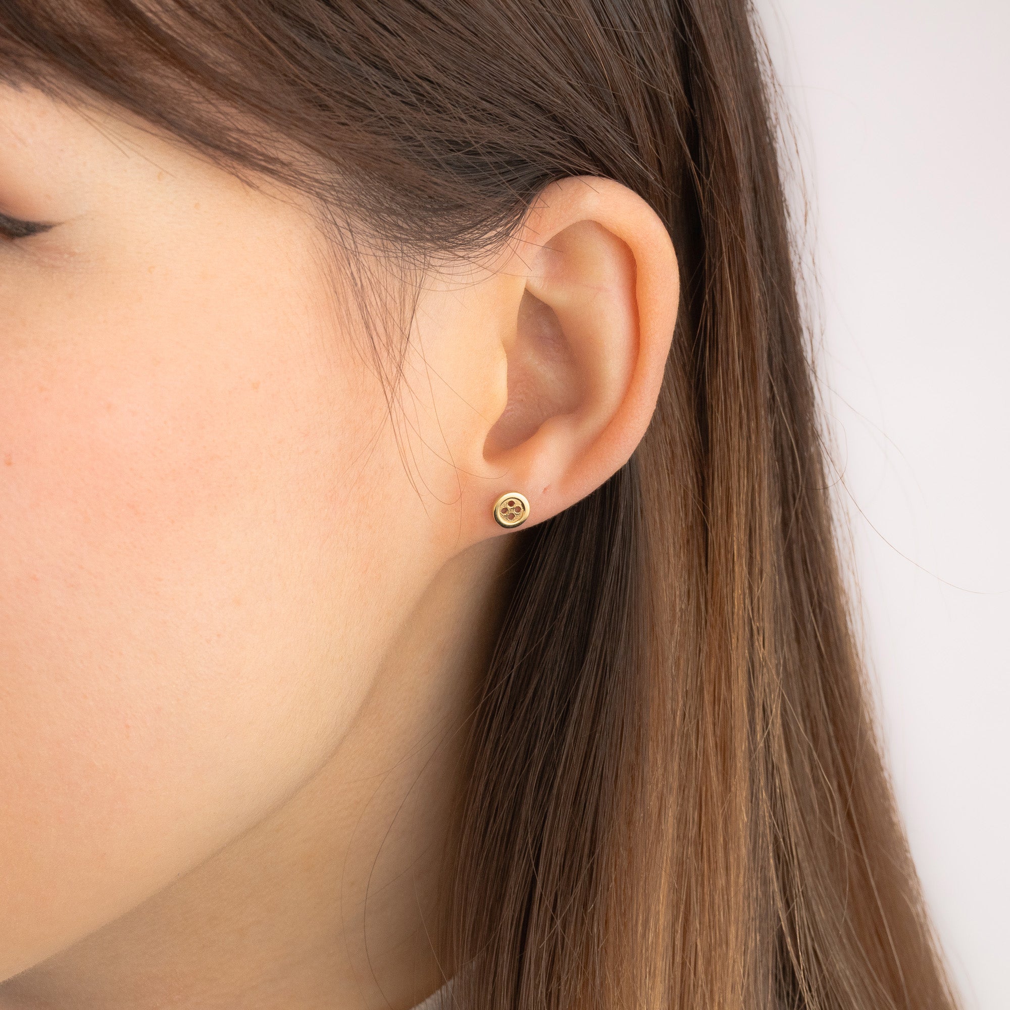 Button Stud Earrings in 10K Yellow Gold