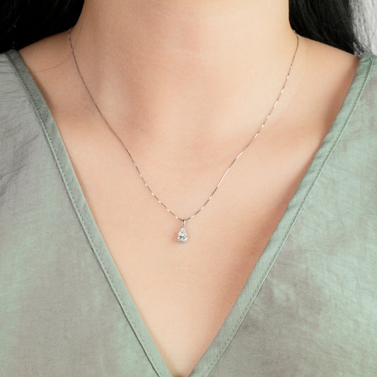 Lab Grown Pear Shape Diamond Necklace in 14K White Gold (0.50 ct tw)