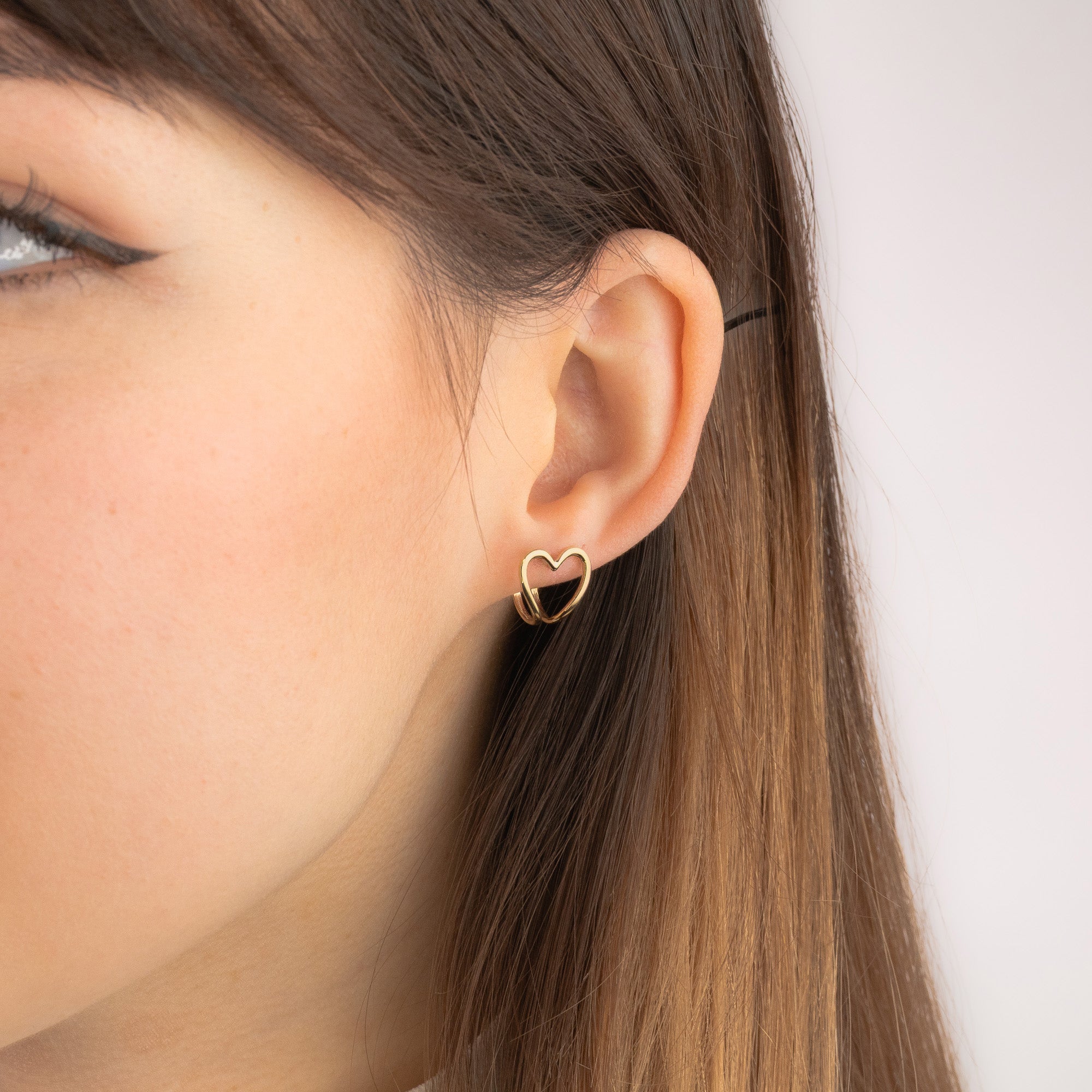 Heart Stud Earrings in 10K Yellow Gold