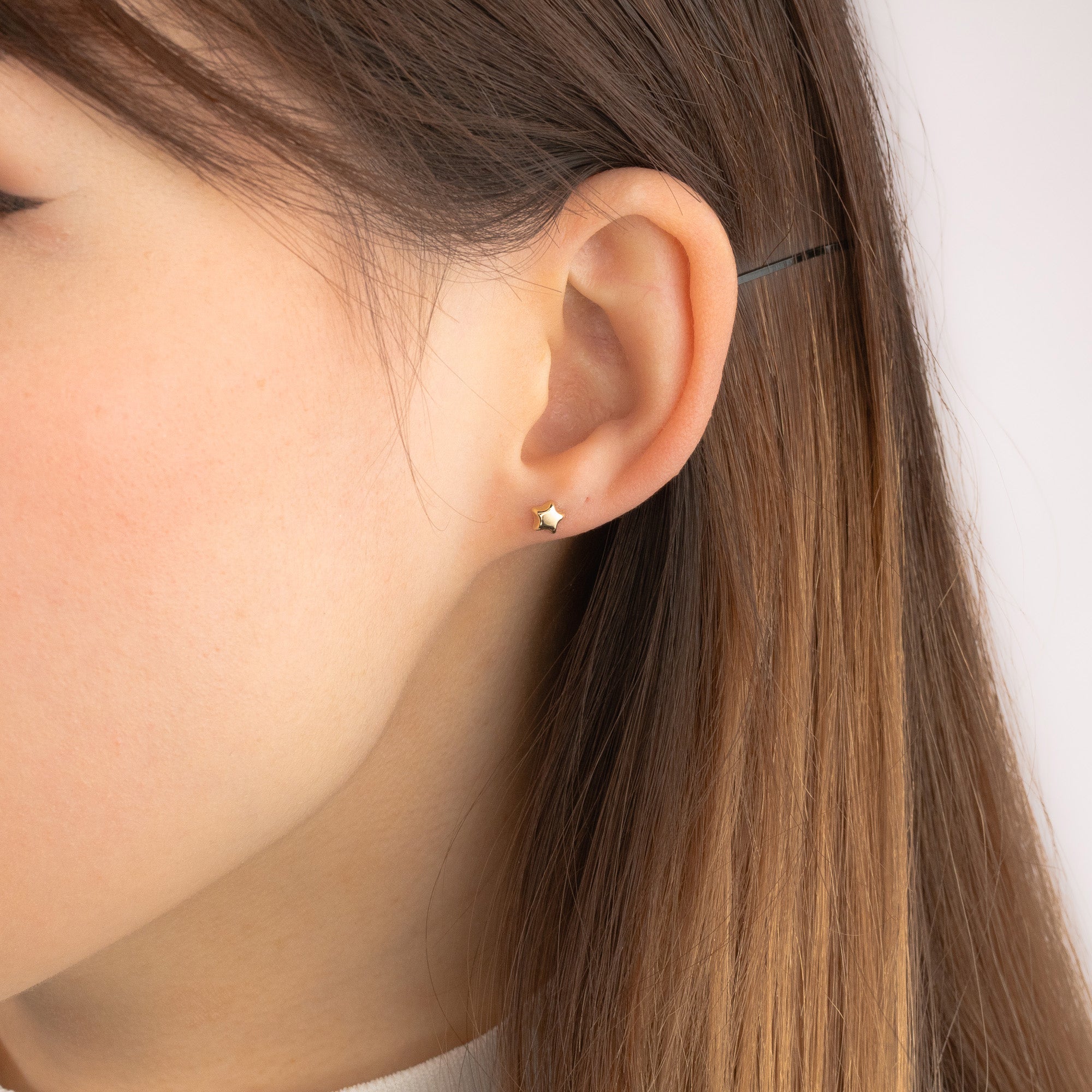 Star Stud Earrings in 10K Yellow Gold