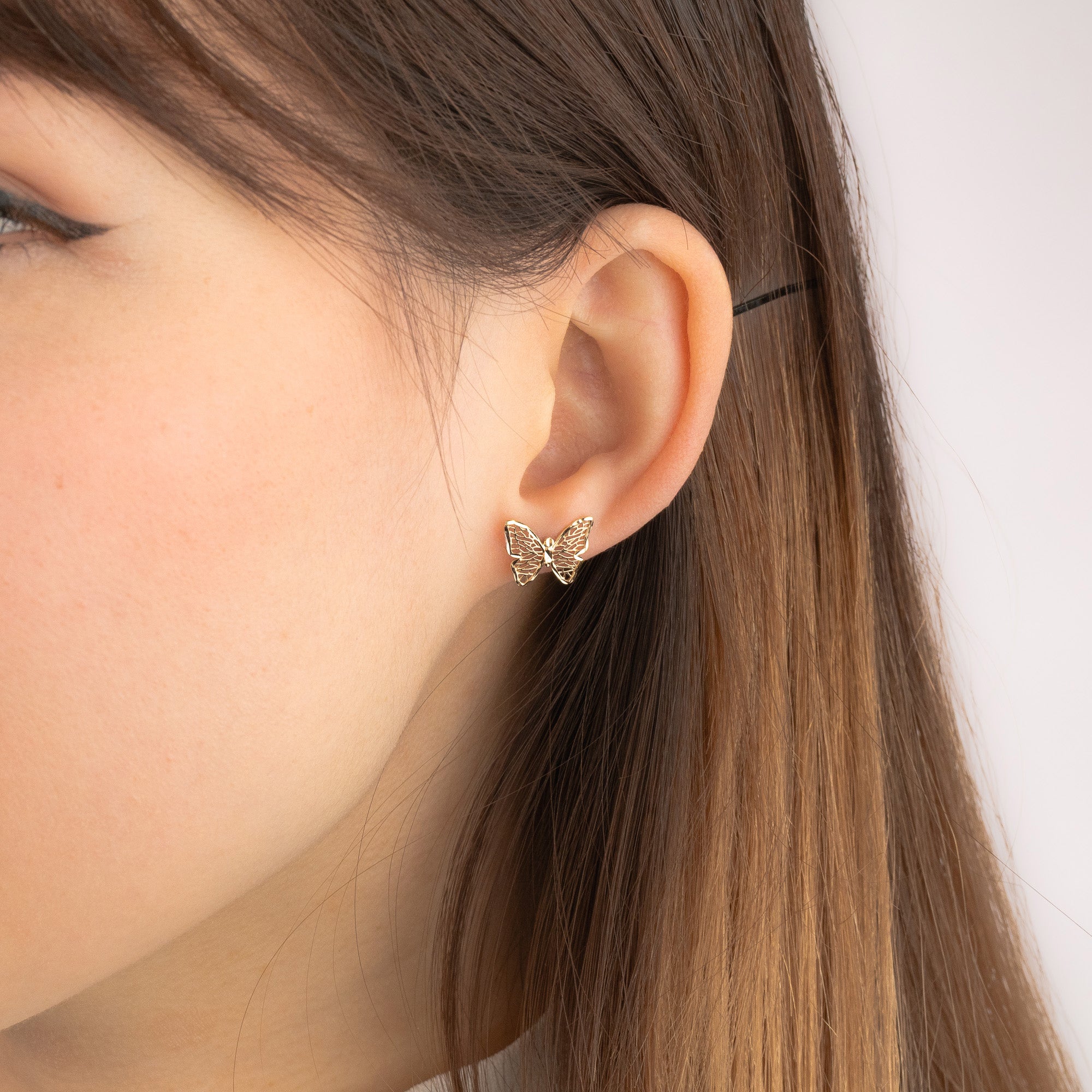 Butterfly Stud Earrings in 10K Yellow Gold