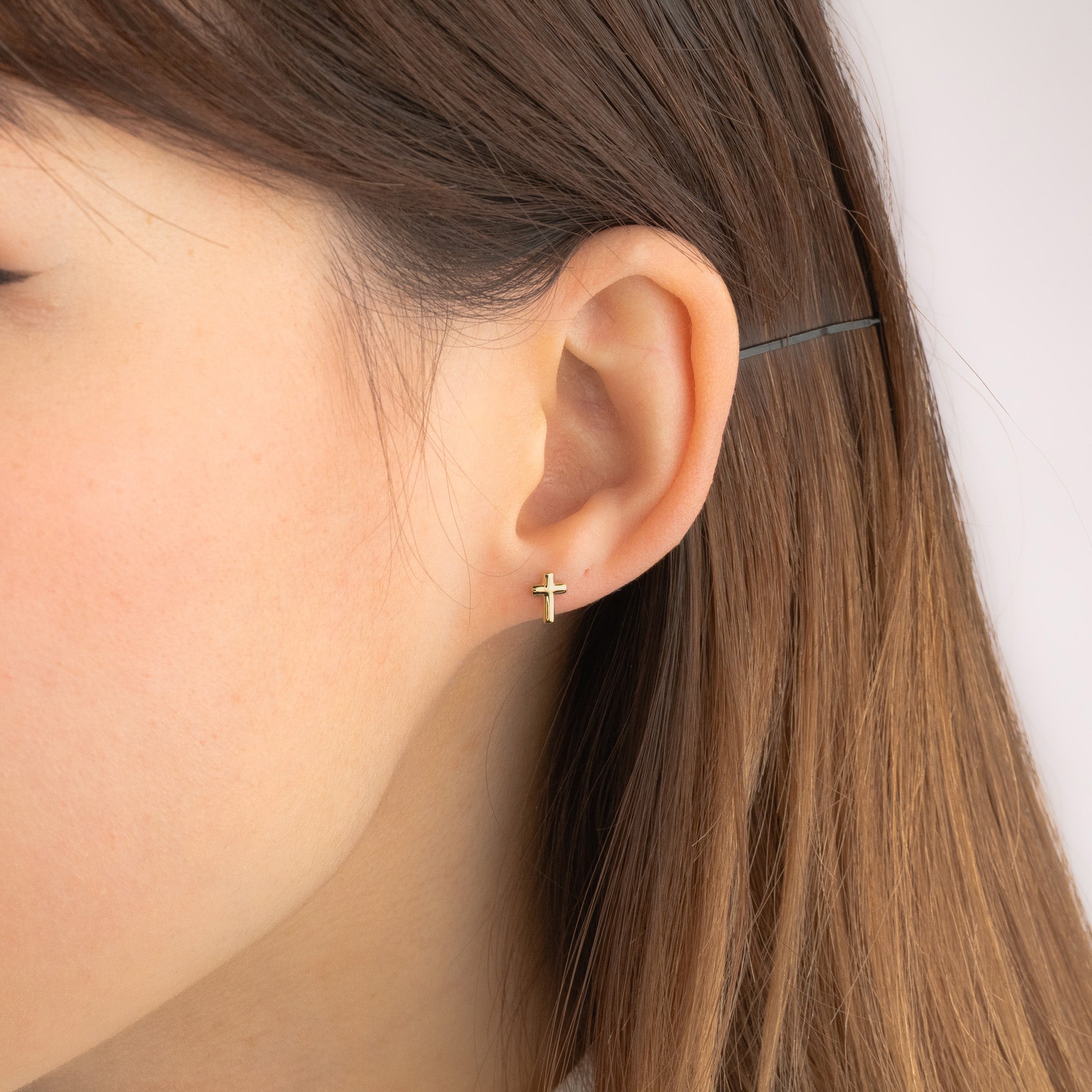Cross Earrings in 10K Yellow Gold