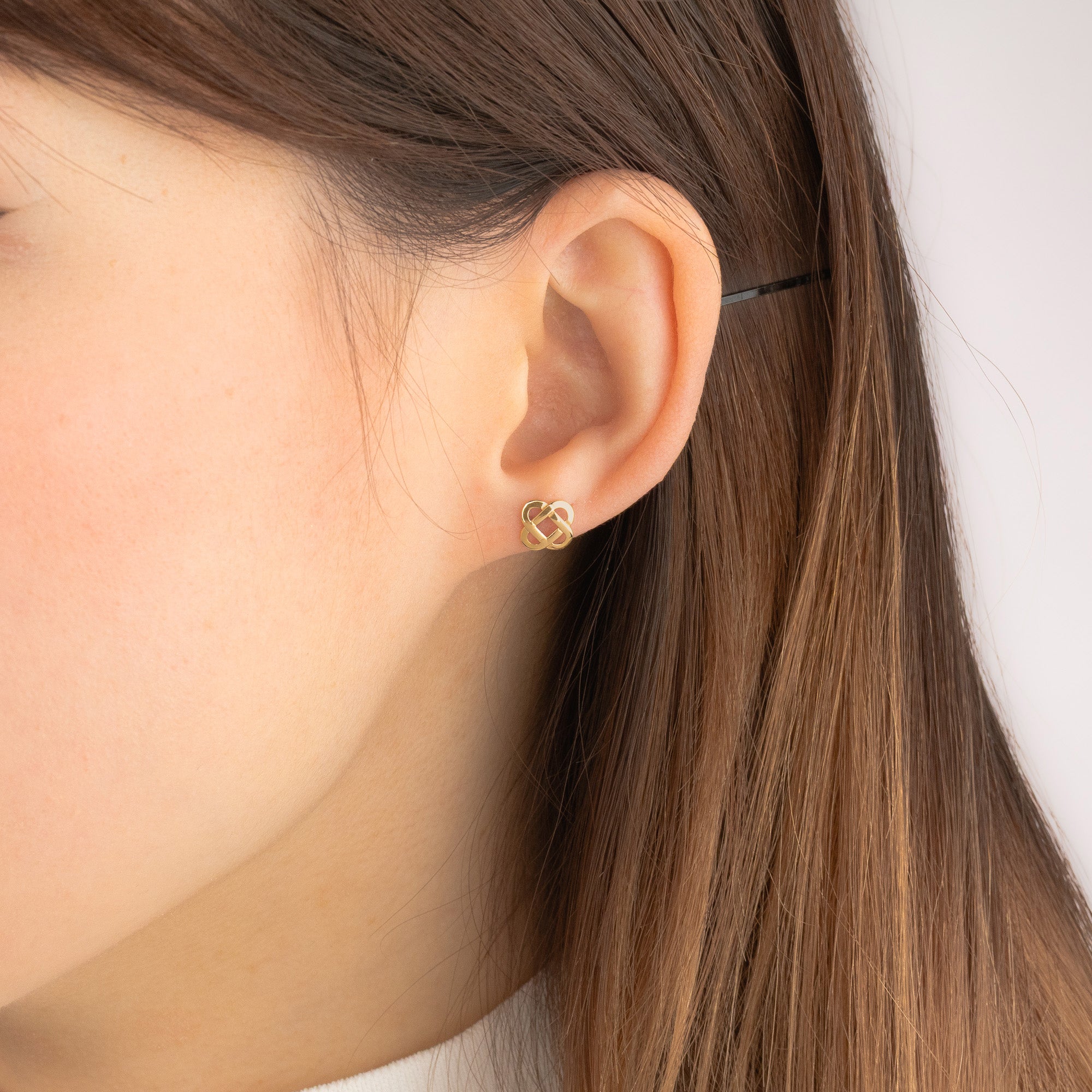 Trinity Knot Stud Earrings in 10K Yellow Gold