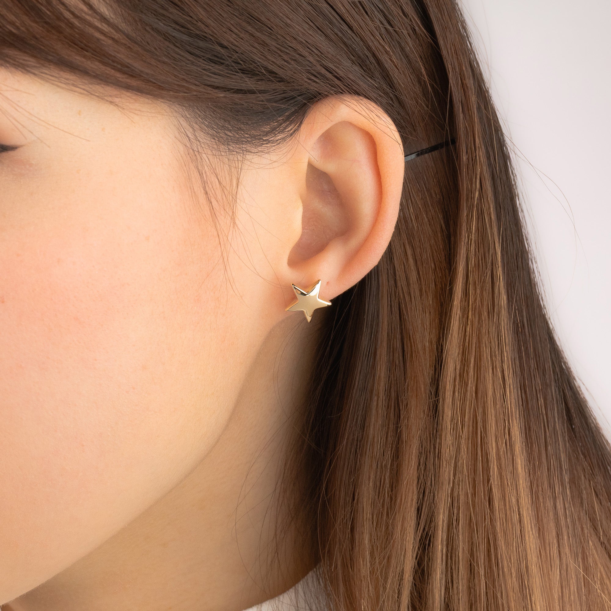 Star Stud Earrings in 10K Yellow Gold