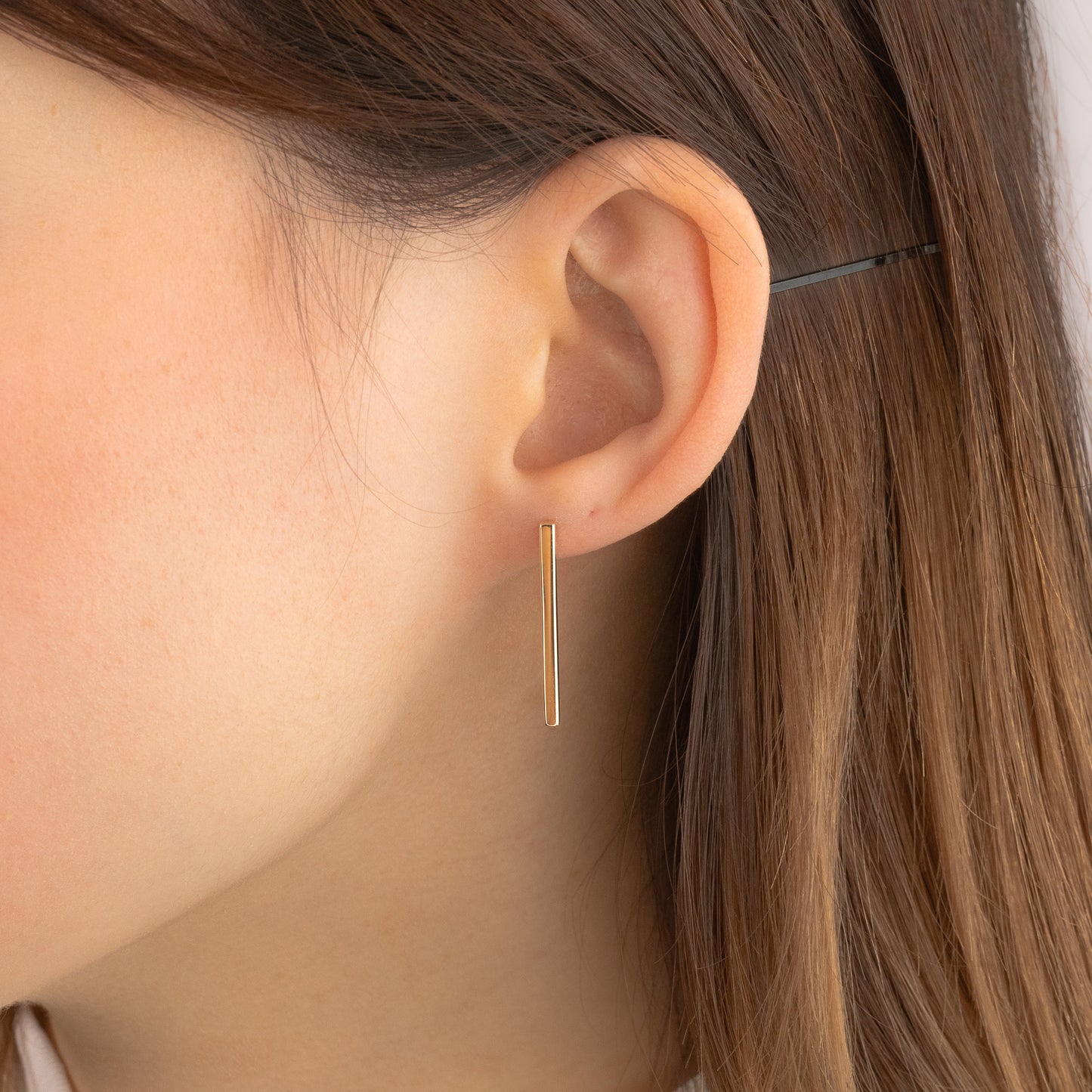 Bar Stud Earrings in 10K Yellow Gold