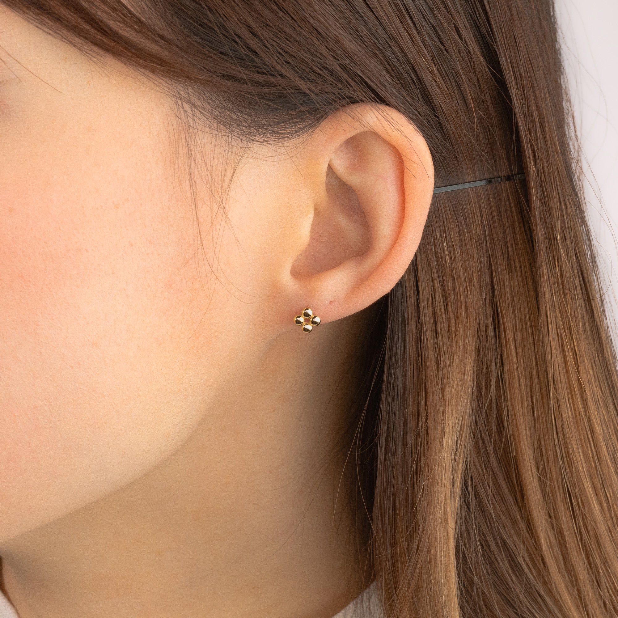 Beaded Stud Earrings in 10K Yellow Gold