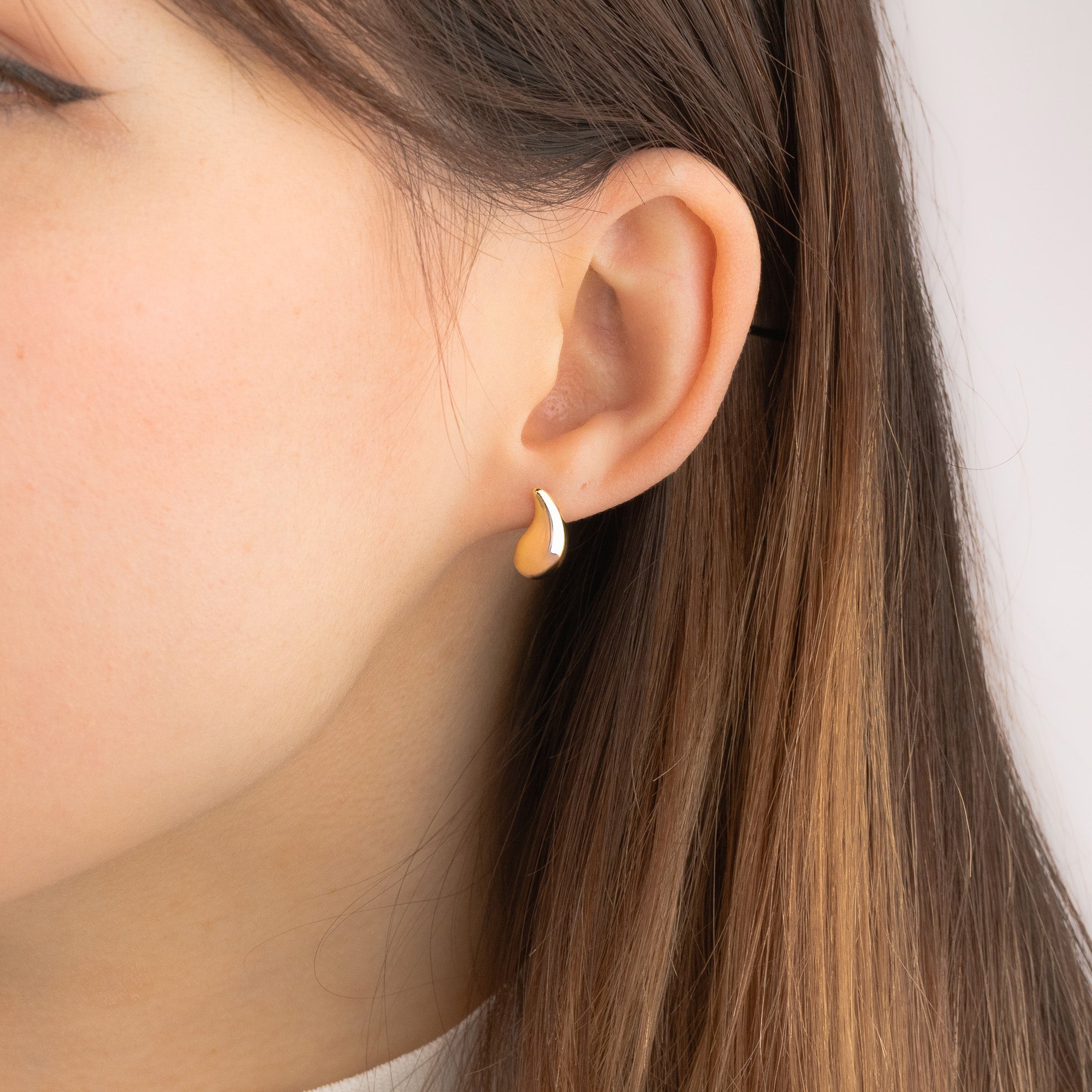 Tear Drop Stud Earrings in 10K Yellow Gold