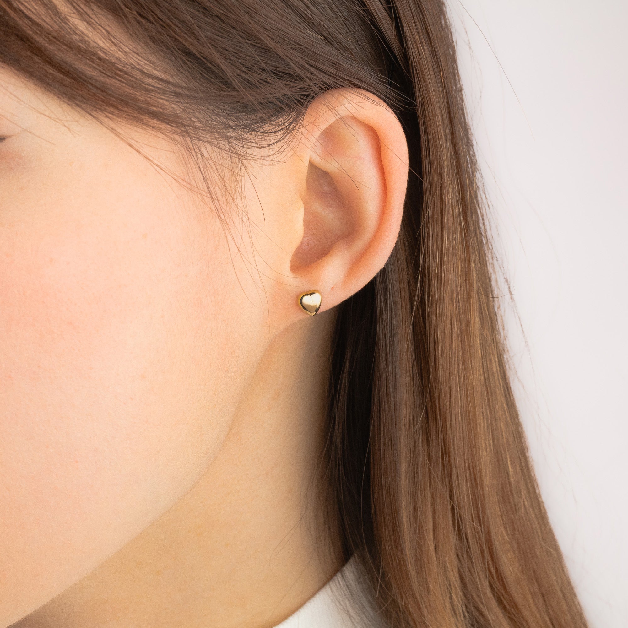 Heart Shape Stud Earring in 10K Yellow Gold
