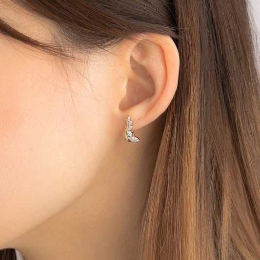 Diamond J Hook Earrings in 10K Yellow Gold (0.31 ct tw)