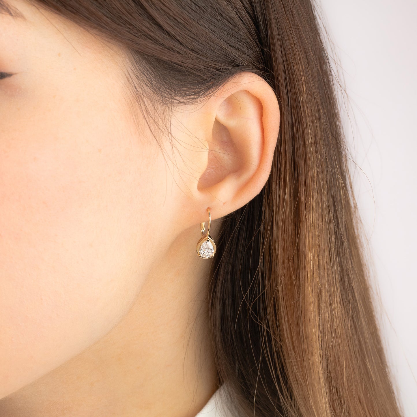 Lab Grown Pear Shape Diamond Earrings in 10K Yellow Gold (1.50 ct tw)