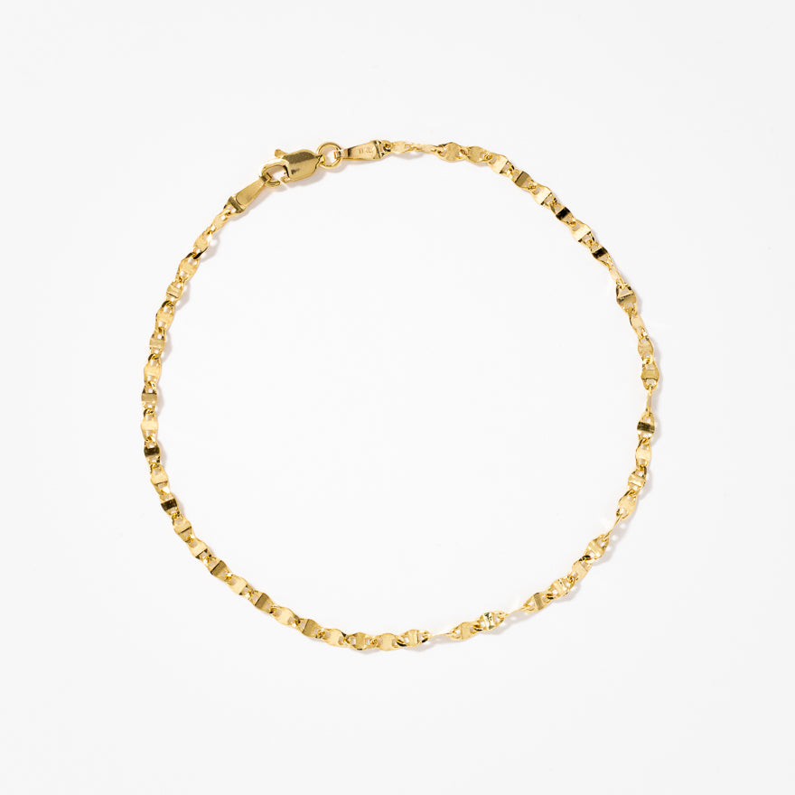 10K Italian Yellow Gold Link Plate Bracelet