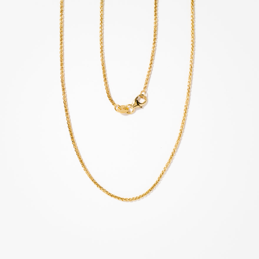 10K Yellow Gold 1.40 mm Diamond Cut Round Box Chain (22")