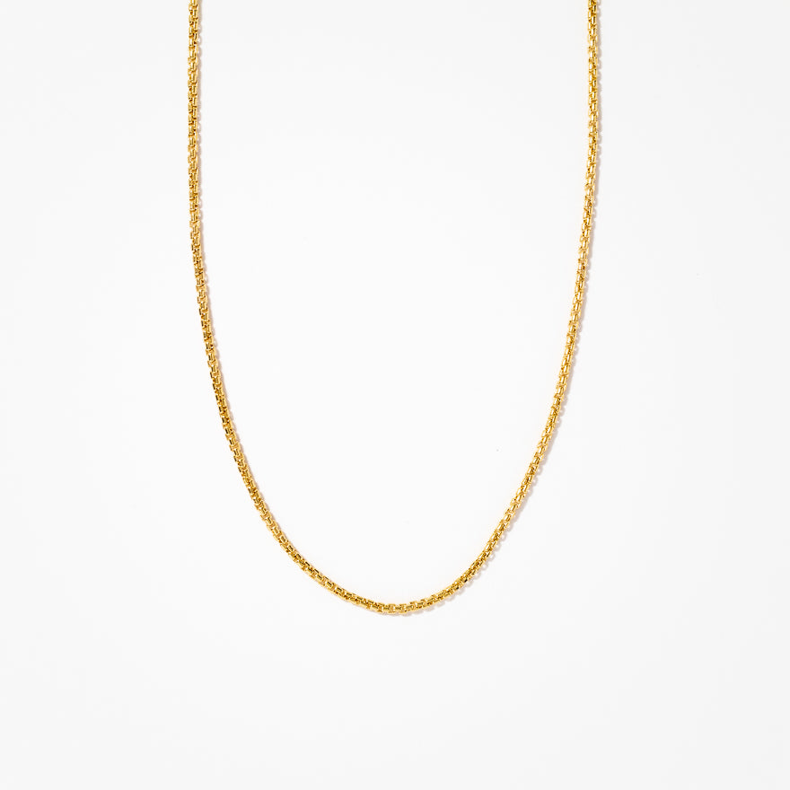 10K Yellow Gold 1.40 mm Diamond Cut Round Box Chain (20")