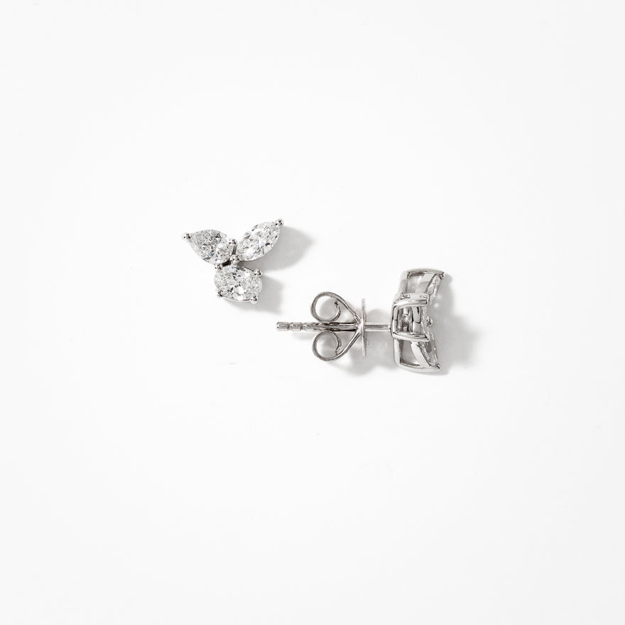 Lab Grown Diamond Cluster Earrings in 14K White Gold (1.00 ct tw)