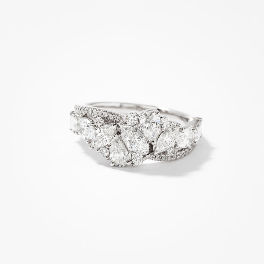 Lab Grown Diamond Cluster Ring in 14K White Gold (2.10 ct tw)