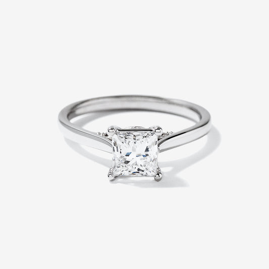 Lab Grown Princess Cut Diamond Engagement Ring in 10K White Gold (1.07 ct tw)