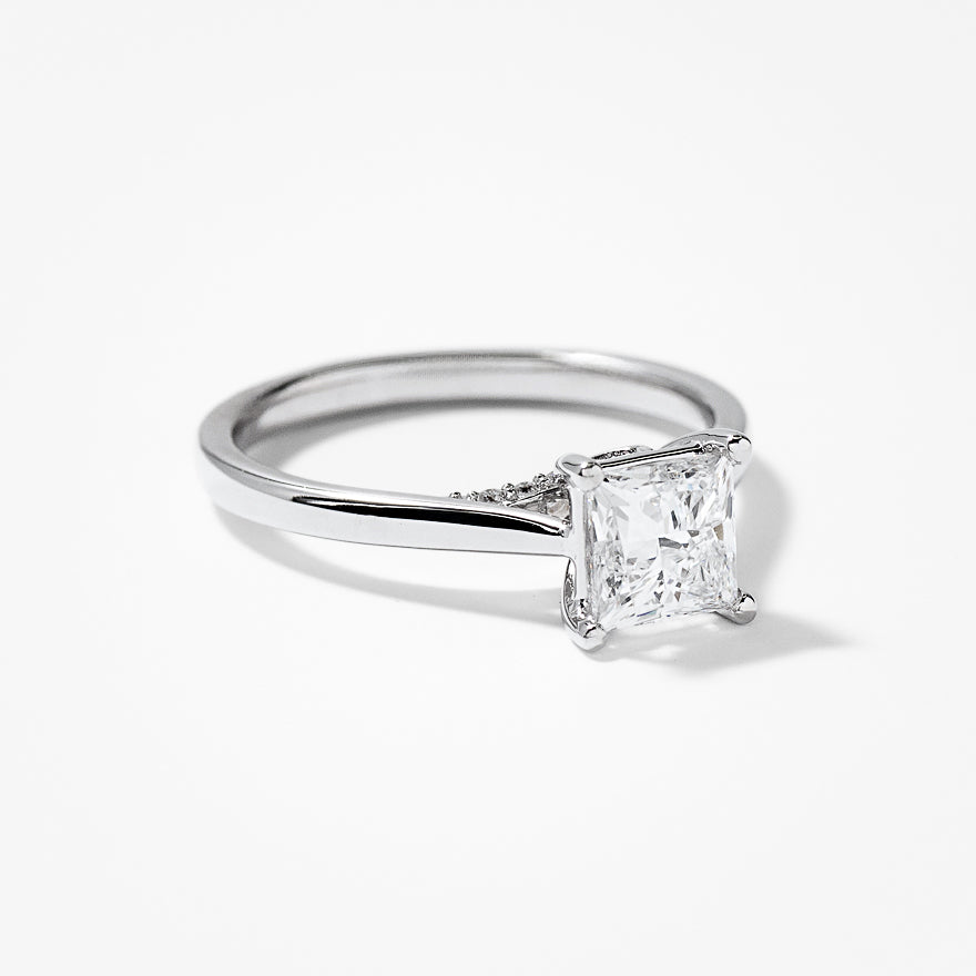 Lab Grown Princess Cut Diamond Engagement Ring in 10K White Gold (1.07 ct tw)