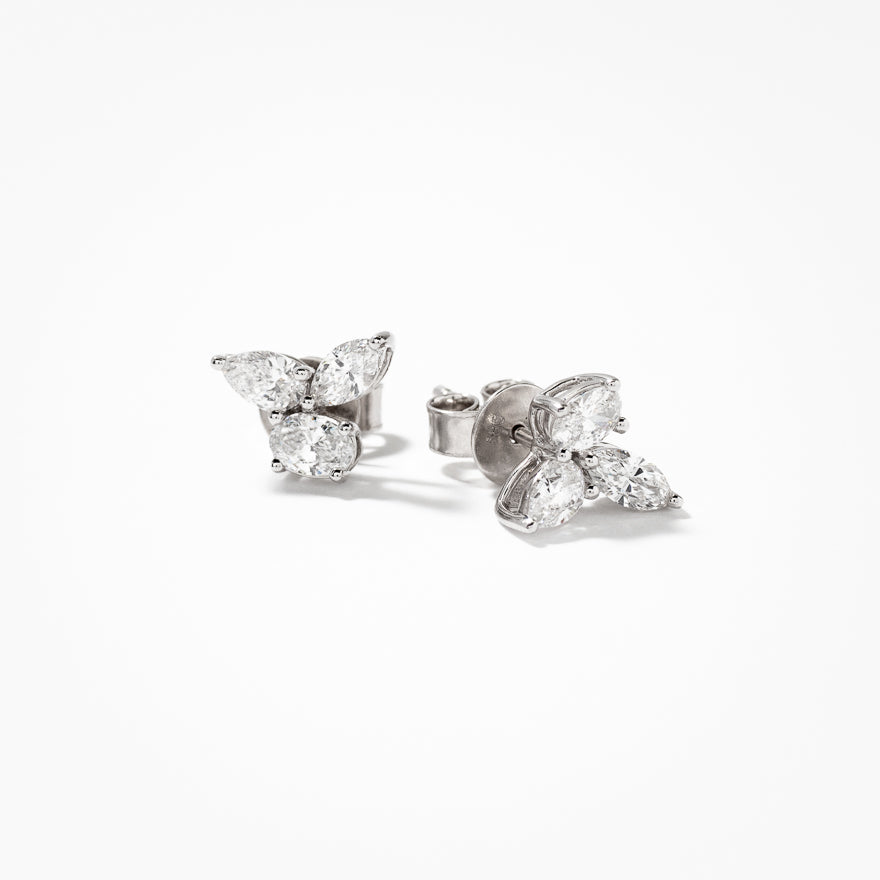 Lab Grown Diamond Cluster Earrings in 14K White Gold (1.00 ct tw)