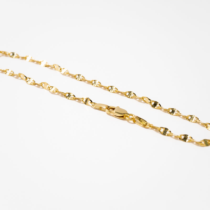 10K Italian Yellow Gold Link Plate Bracelet