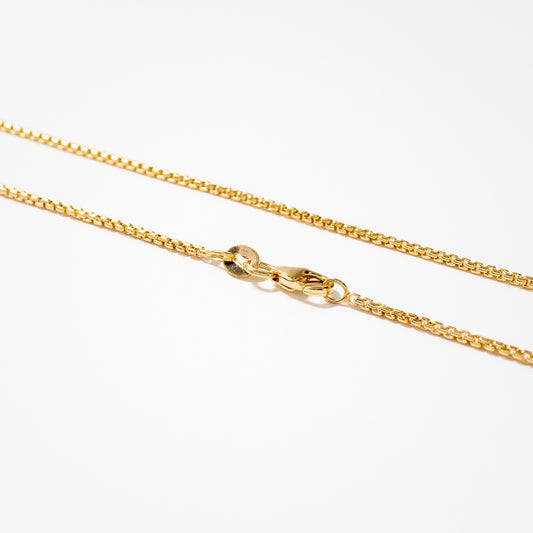 10K Yellow Gold 1.40 mm Diamond Cut Round Box Chain (20")