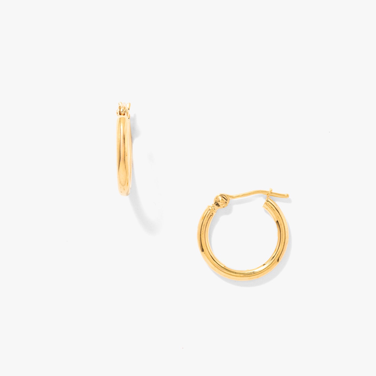 2x10mm Polished Tube Hoop Earrings in 14K Yellow Gold