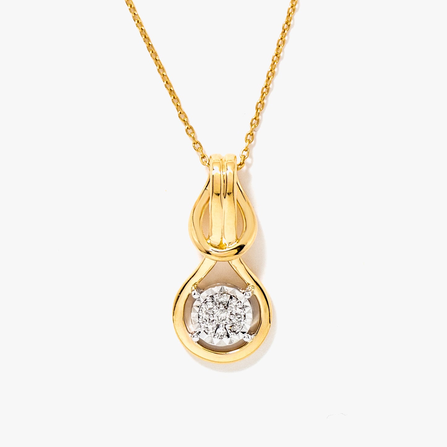Diamond Knot Necklace in 10K Yellow and White Gold (0.06 ct tw)