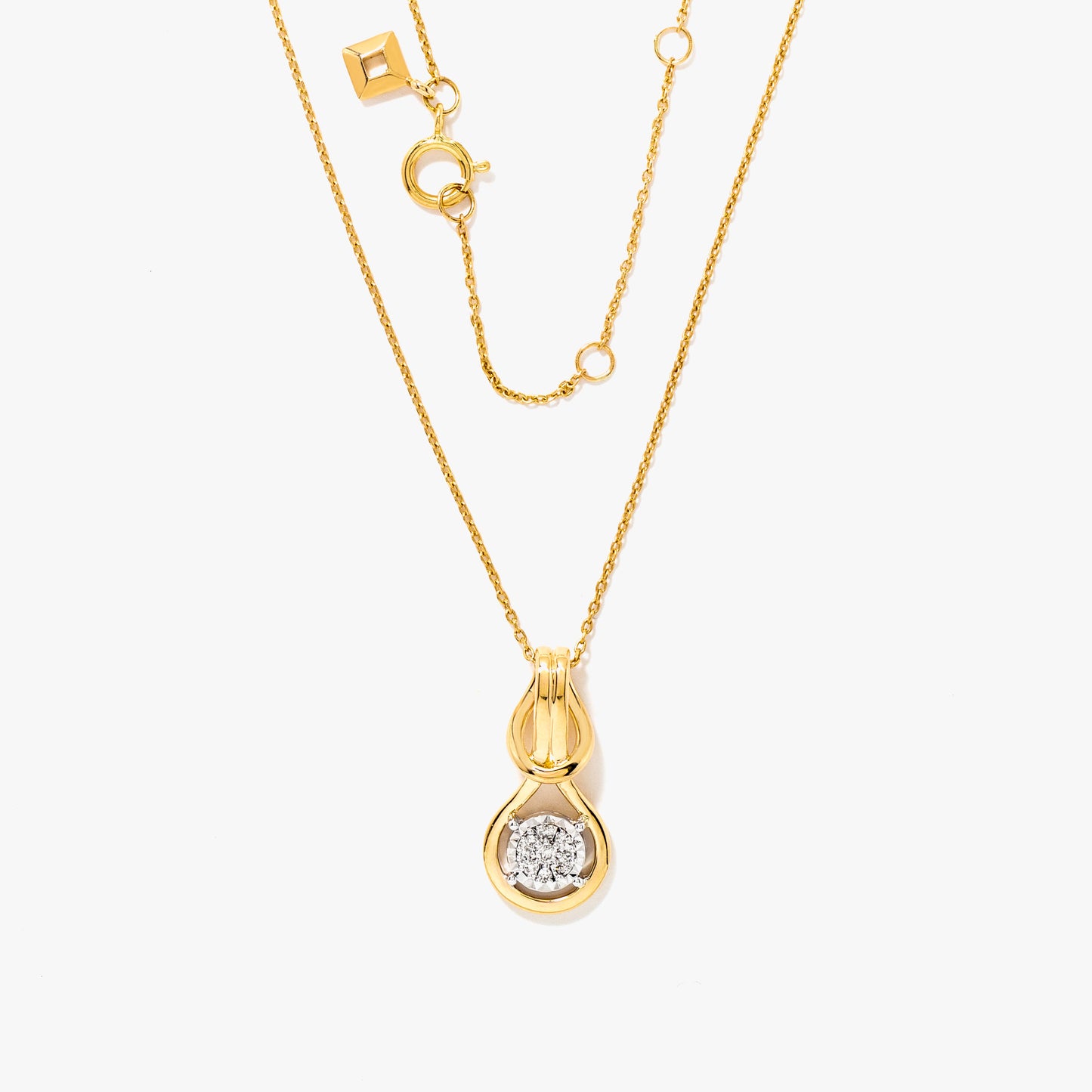 Diamond Knot Necklace in 10K Yellow and White Gold (0.06 ct tw)
