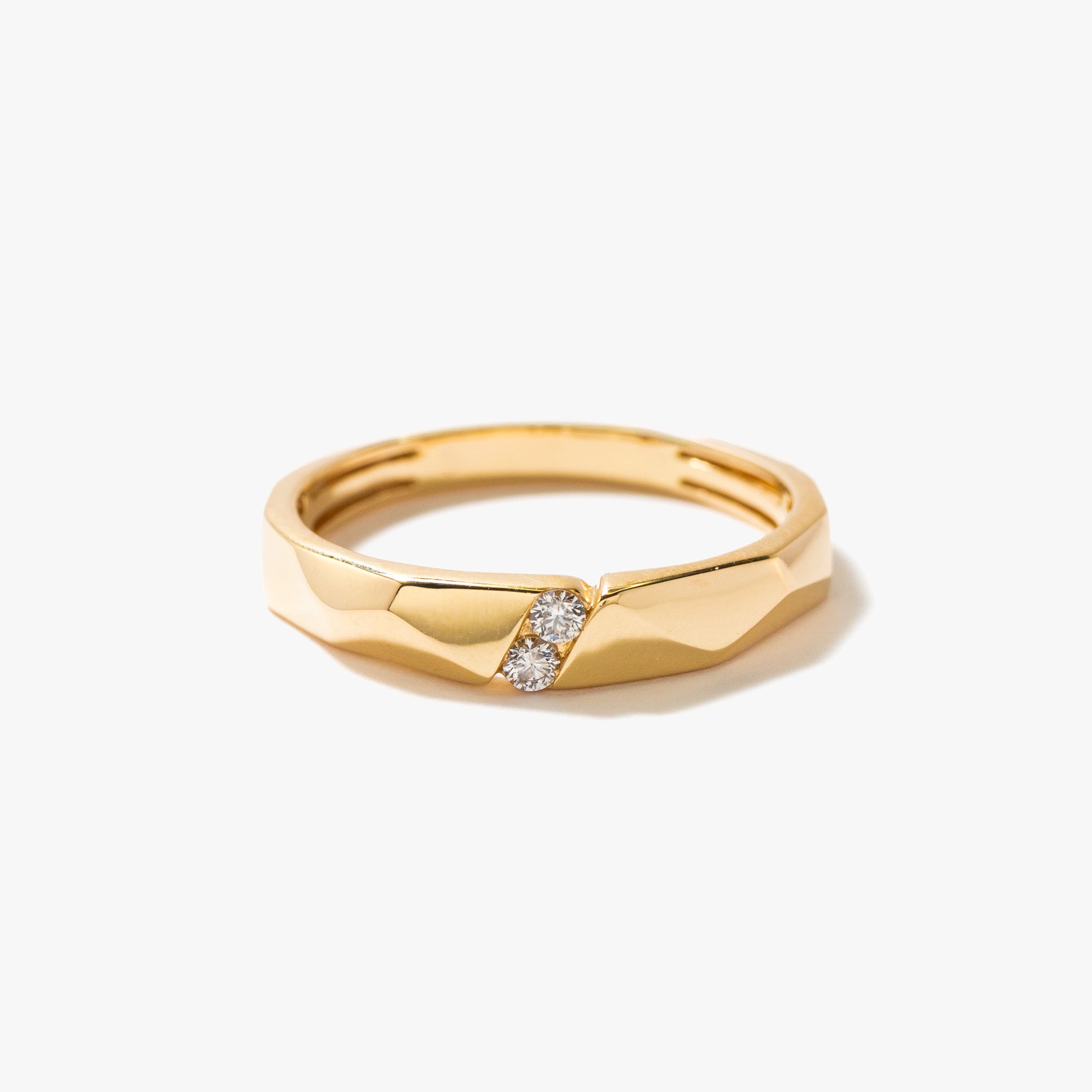 Men's Geometric Wedding Band in 10K Yellow Gold (0.06 ct tw) – Ann ...