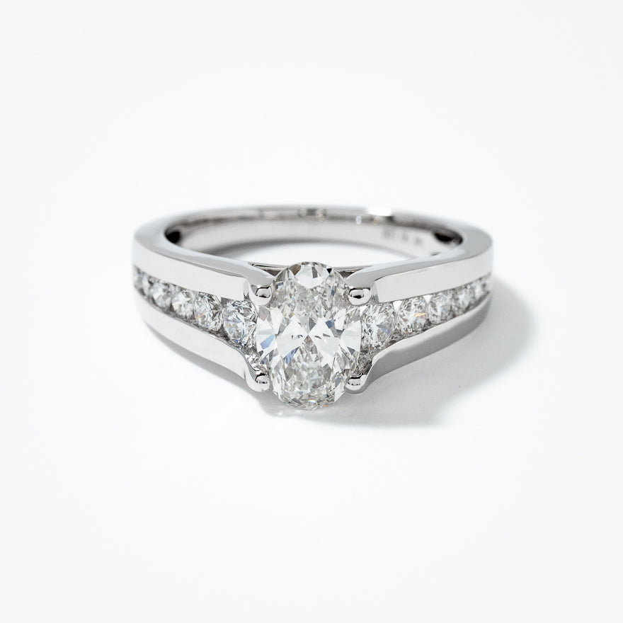 Lab Grown Oval Cut Diamond Engagement Ring in 14K White Gold (1.50 ct