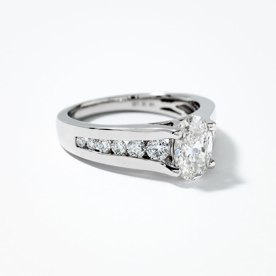 Lab Grown Oval Cut Diamond Engagement Ring in 14K White Gold (1.50 ct