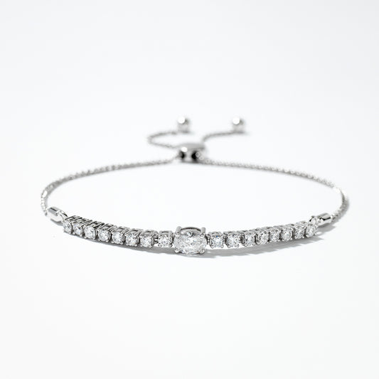 Lab Grown Diamond Bolo Bracelet in 10K White Gold (1.00 ct tw)