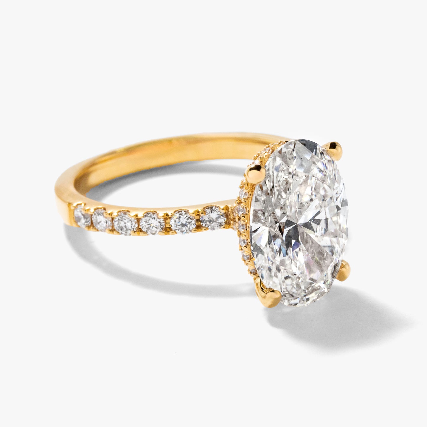 Oval Lab-Grown Diamond Engagement Ring with Hidden Halo in 14K Yellow Gold (3.50 ct tw)