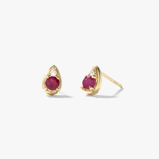 Ruby Earrings in 10K Yellow Gold