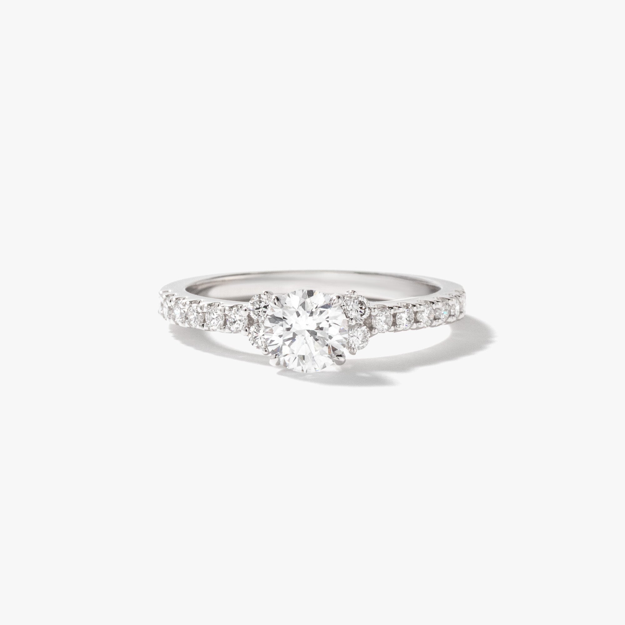 Lab Grown Round Cut Diamond Engagement Ring 14K White Gold (0.83 ct