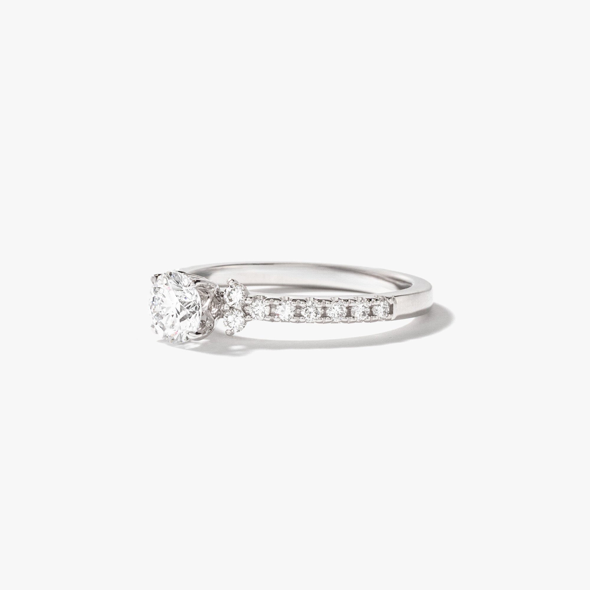 Lab Grown Round Cut Diamond Engagement Ring 14K White Gold (0.83 ct