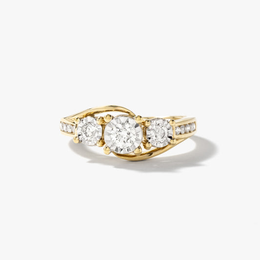 Diamond Cluster Ring in 10K Yellow and White Gold (0.50 ct tw)