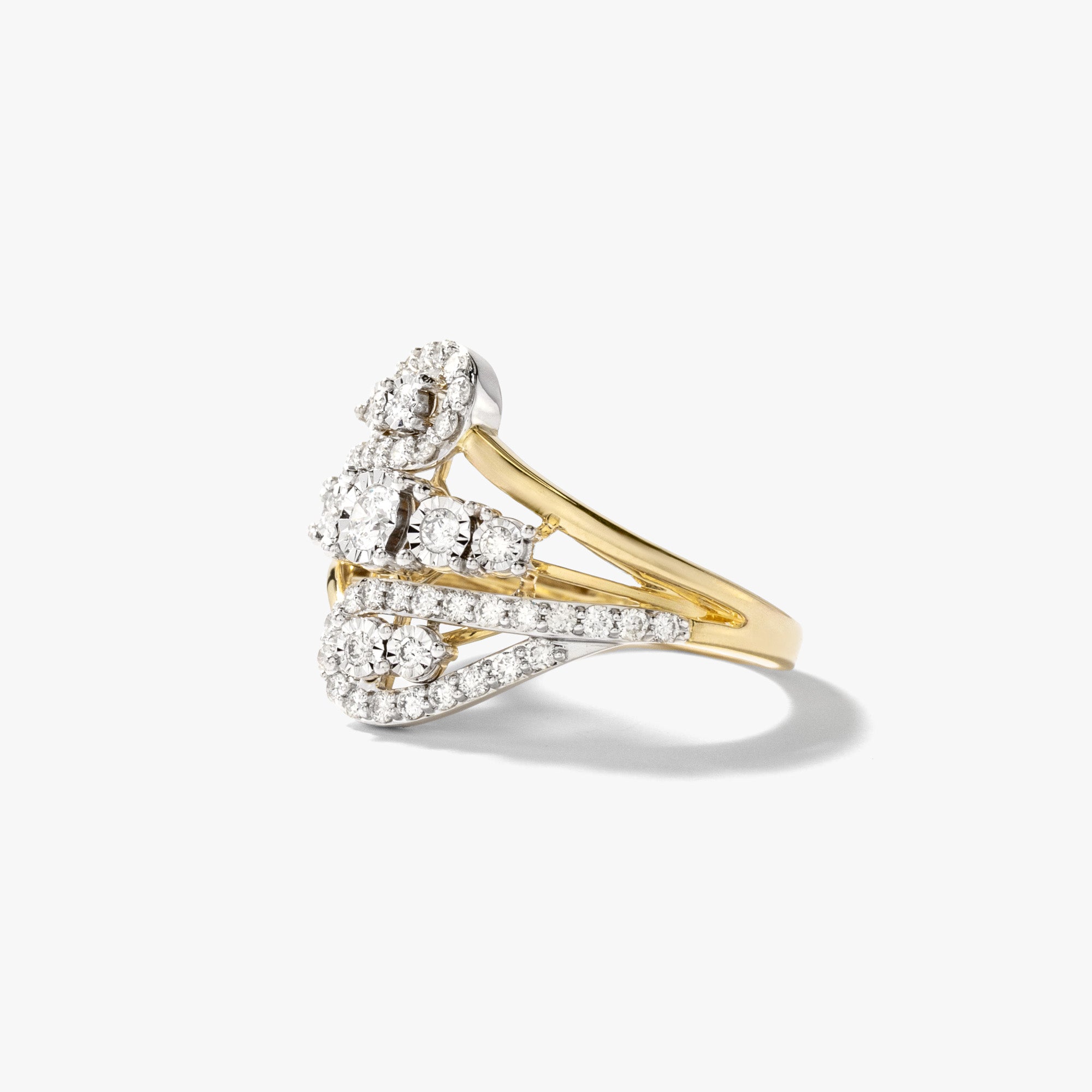 Diamond Dinner Ring in 10K Yellow and White Gold (0.68 ct tw)