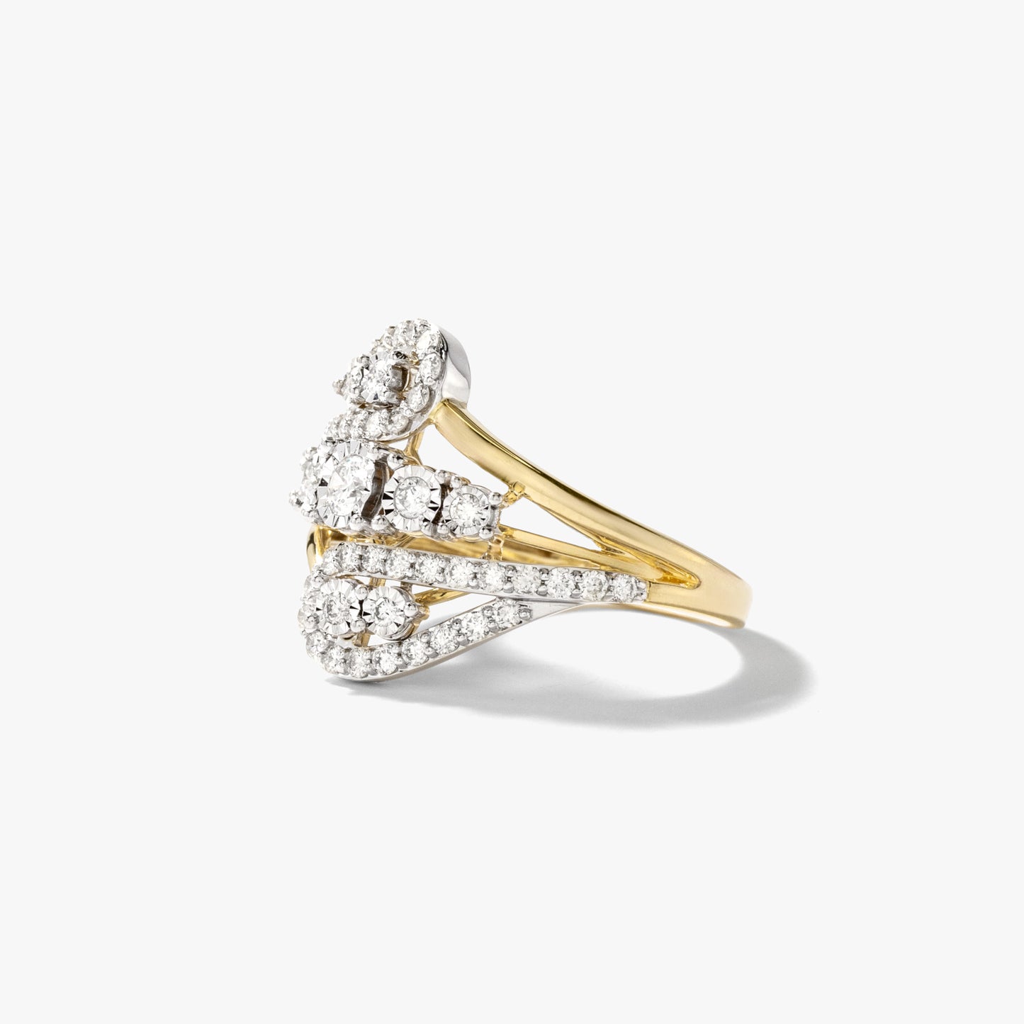 Diamond Dinner Ring in 10K Yellow and White Gold (0.68 ct tw)